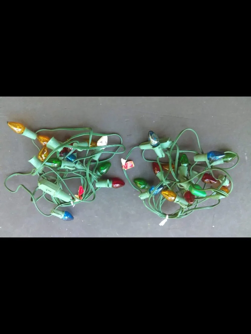 2 Vintage Strings of Indoor/Outdoor C7 Toyo Christmas Light Set 30 Ft Green Clip